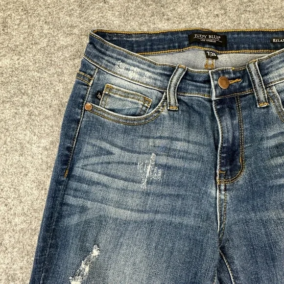 Judy Blue Relaxed Fit Jeans Womens Size 7/28 Medium Wash Distressed - Picture 2 of 11